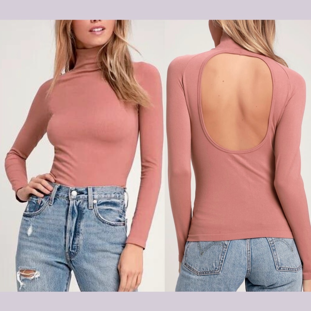 NWT $40 Free People [ M/L ] Like I Do Backless Turtleneck Top‎ in Copper